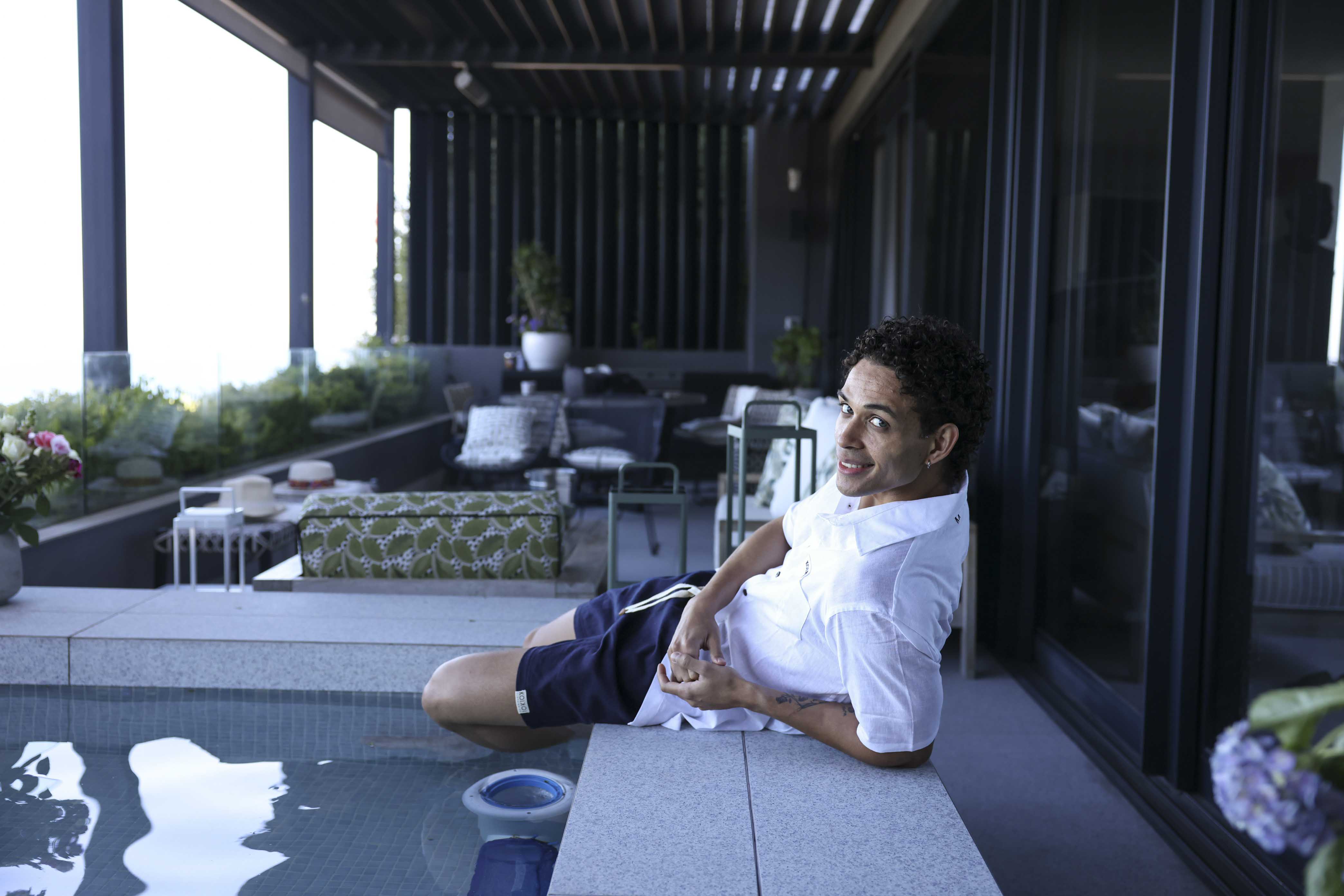 Mens Linen Shorts - Navy Blue