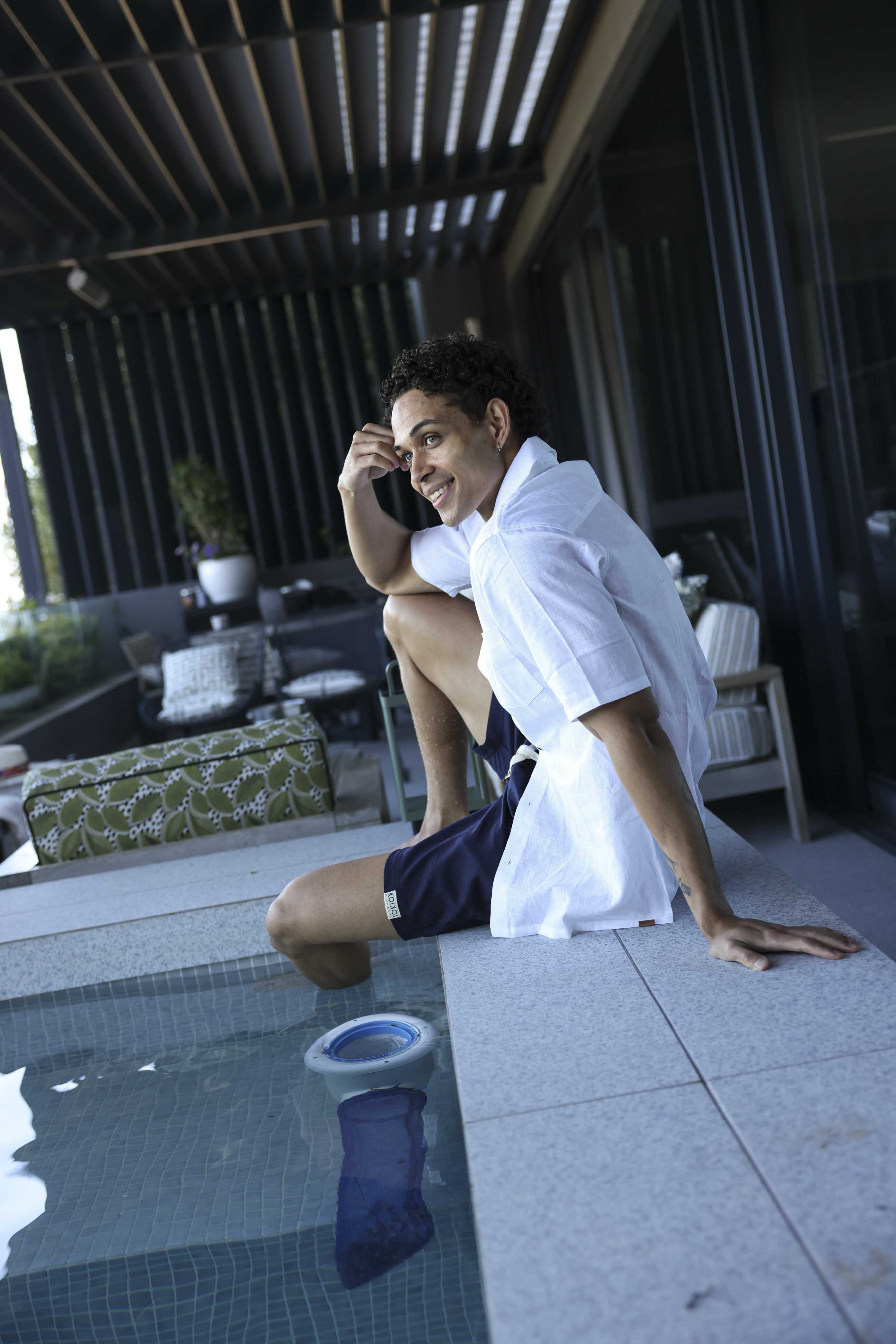 Mens Linen Shorts - Navy Blue