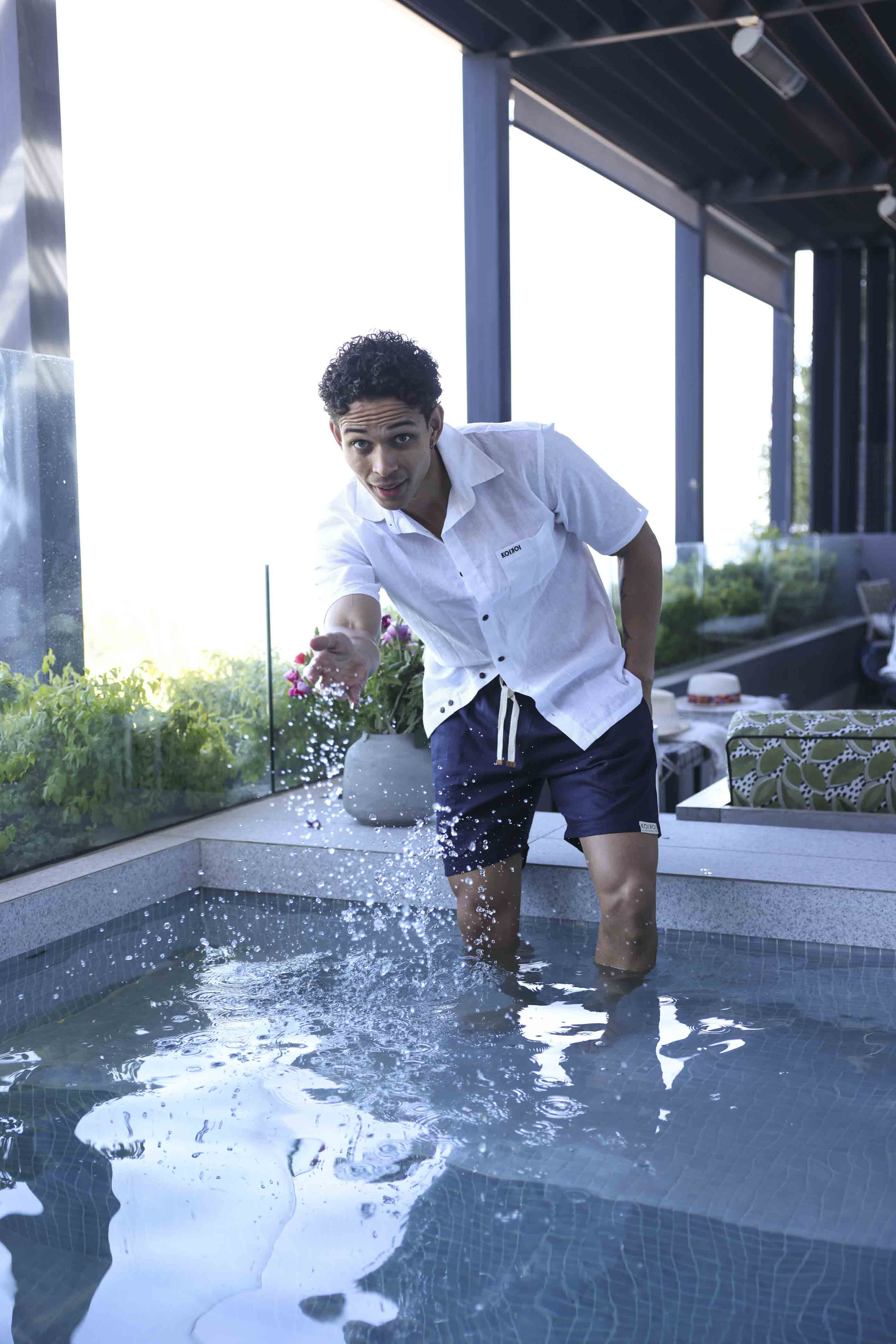 Mens Linen Shorts - Navy Blue