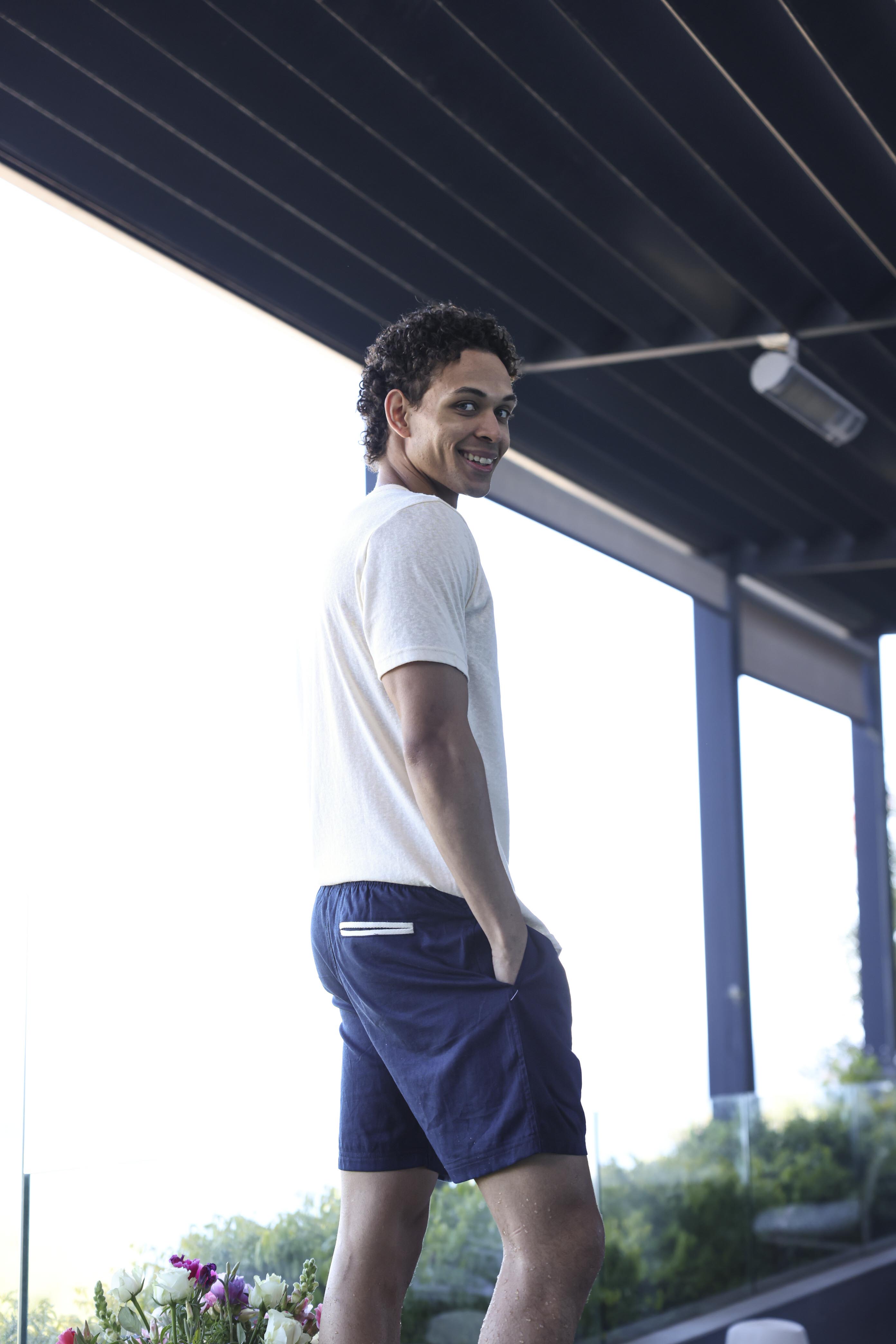 Mens Linen Shorts - Navy Blue