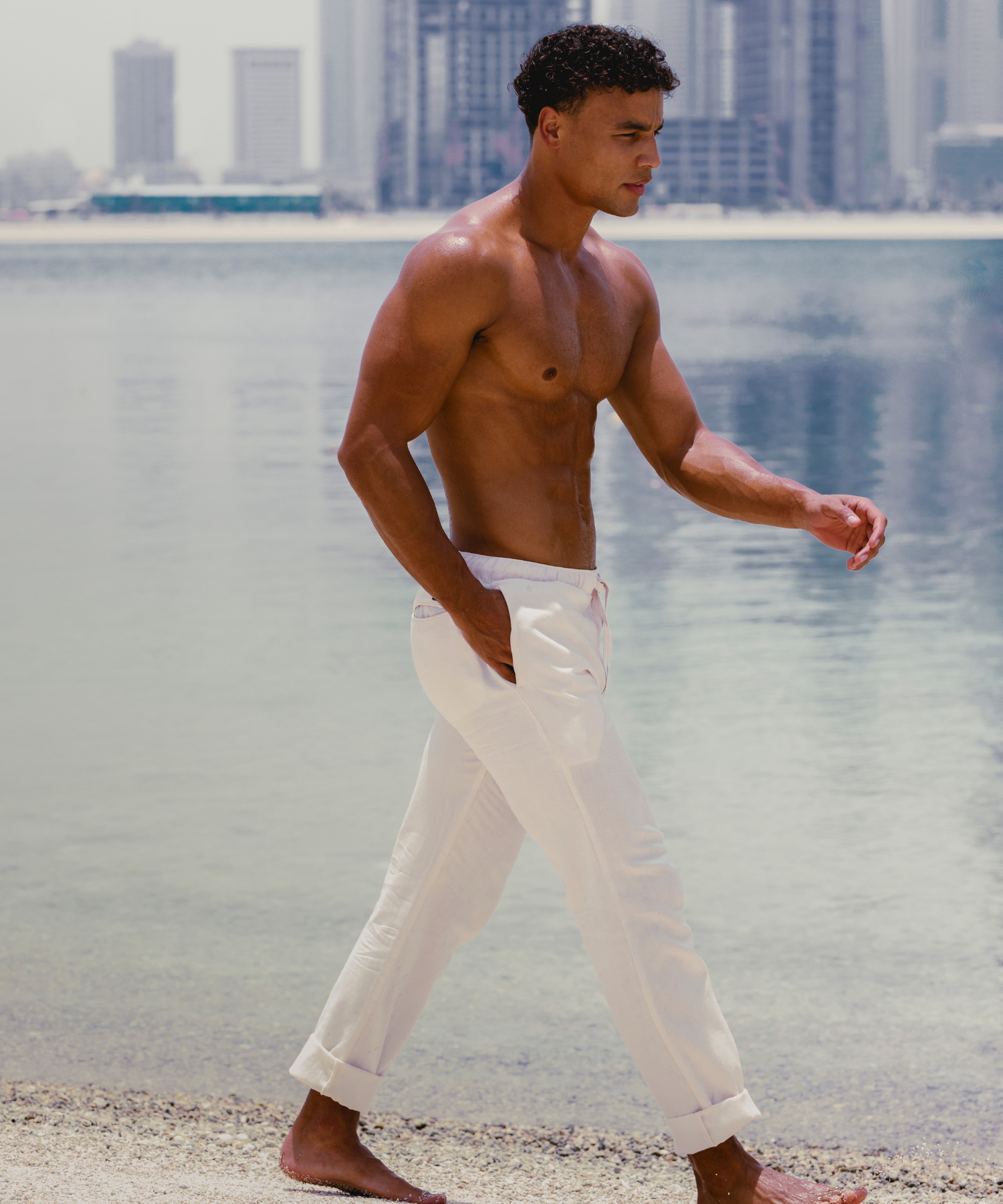 Regular Fit Trousers - Solid Cream