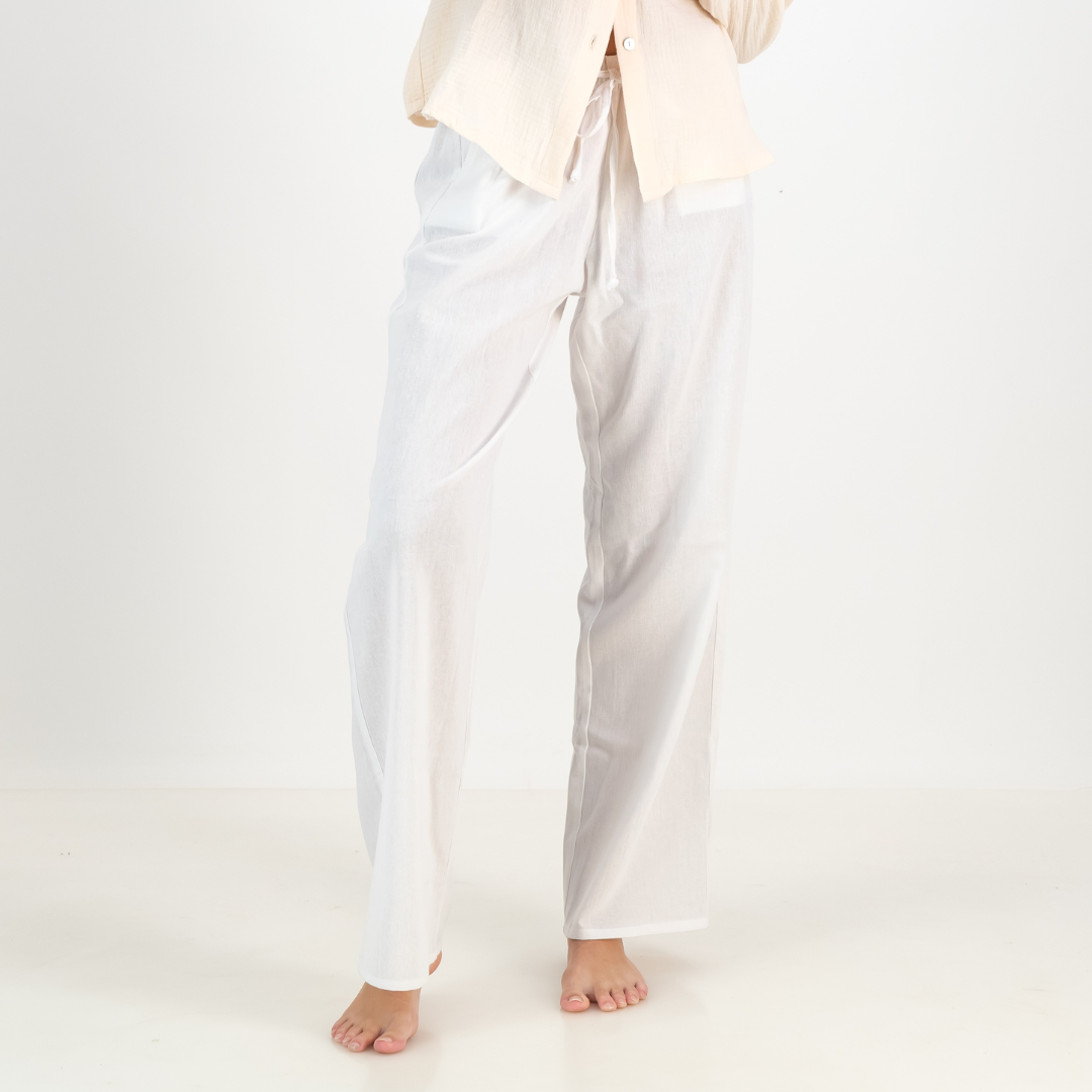 Ladies Linen Trousers - White