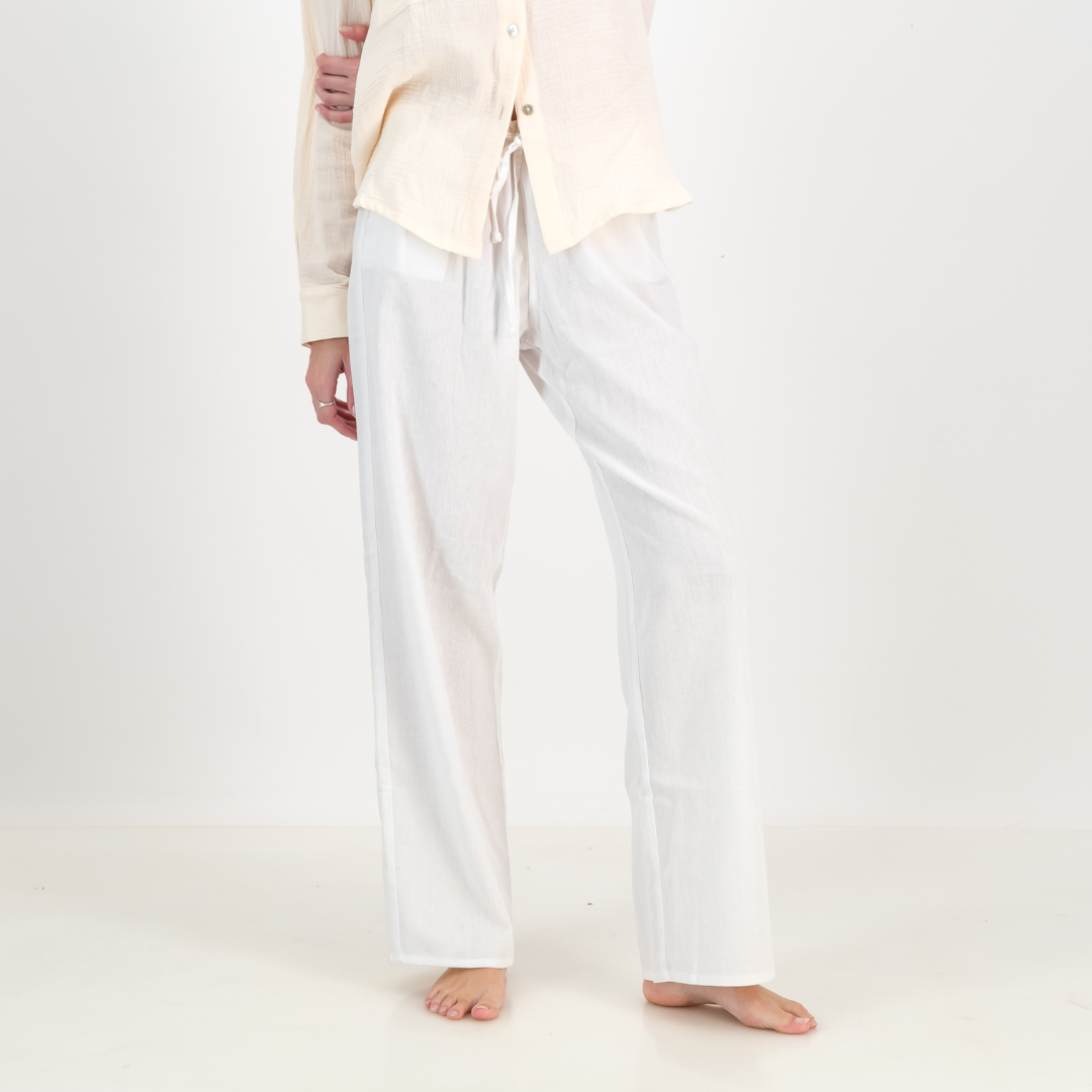Ladies Linen Trousers - White