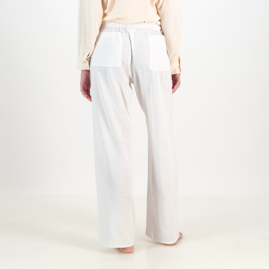 Ladies Linen Trousers - White