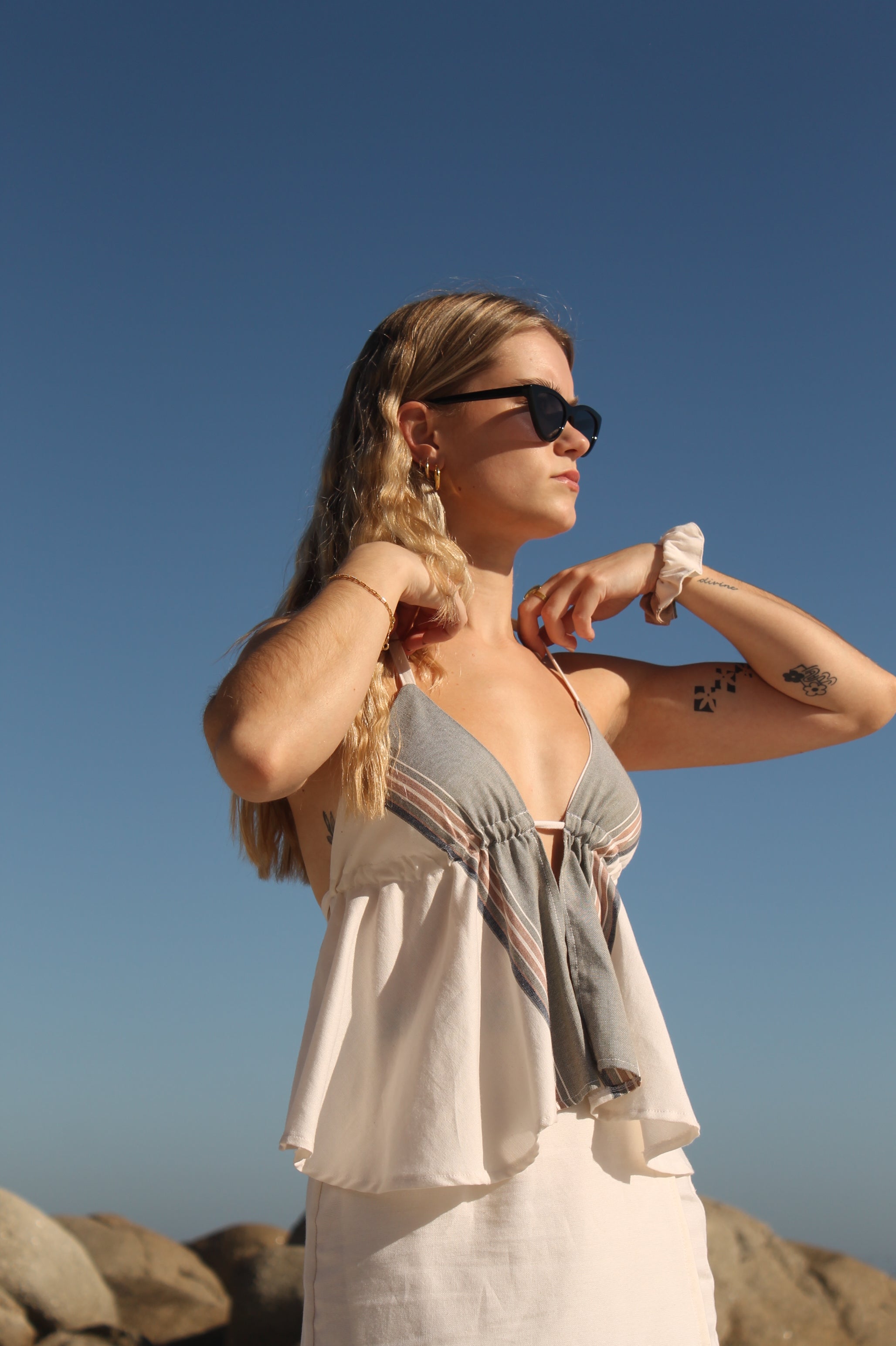 Callie Top- Olive & Cream