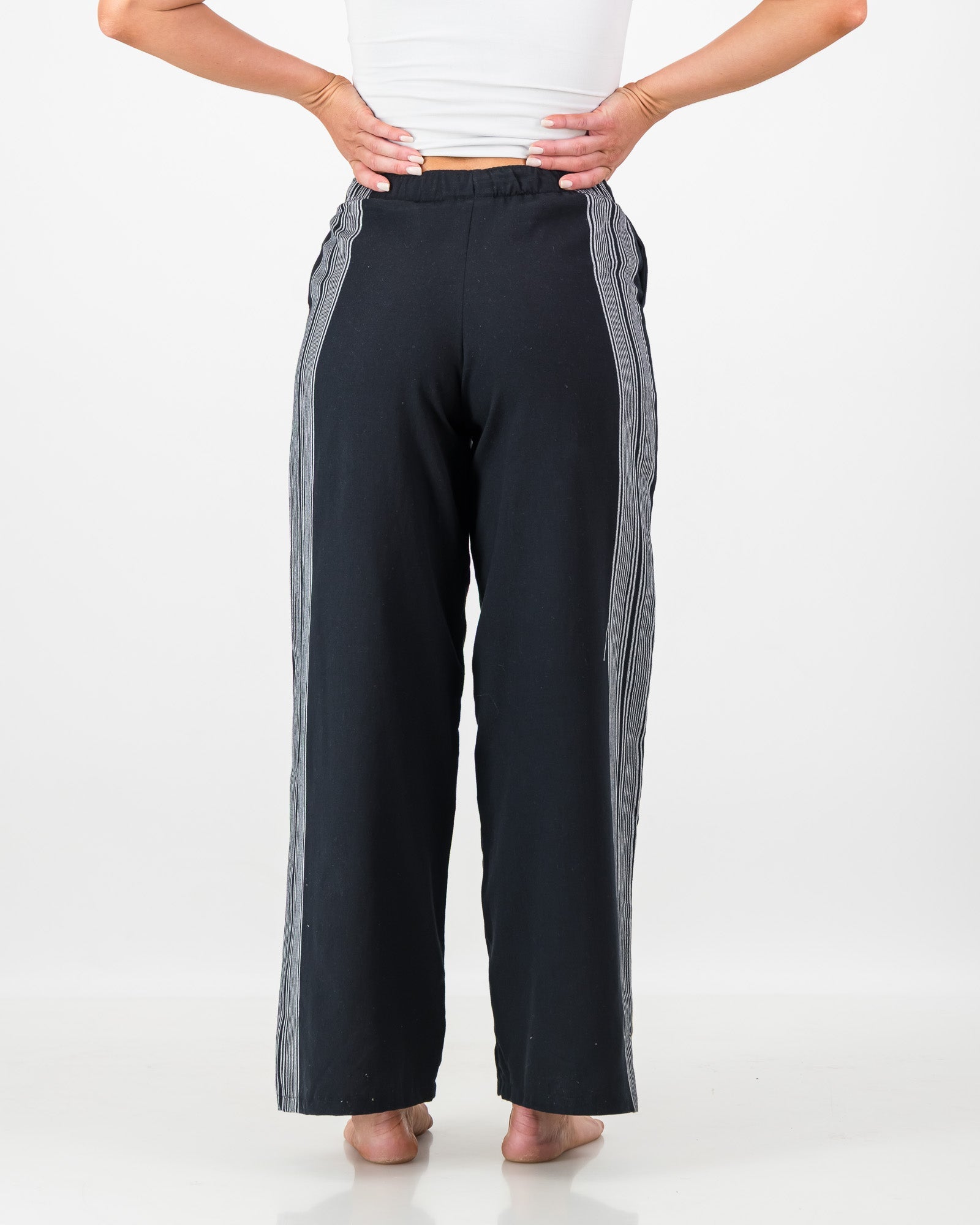 The Kikoy Side-Stripe Trousers – Black Onyx