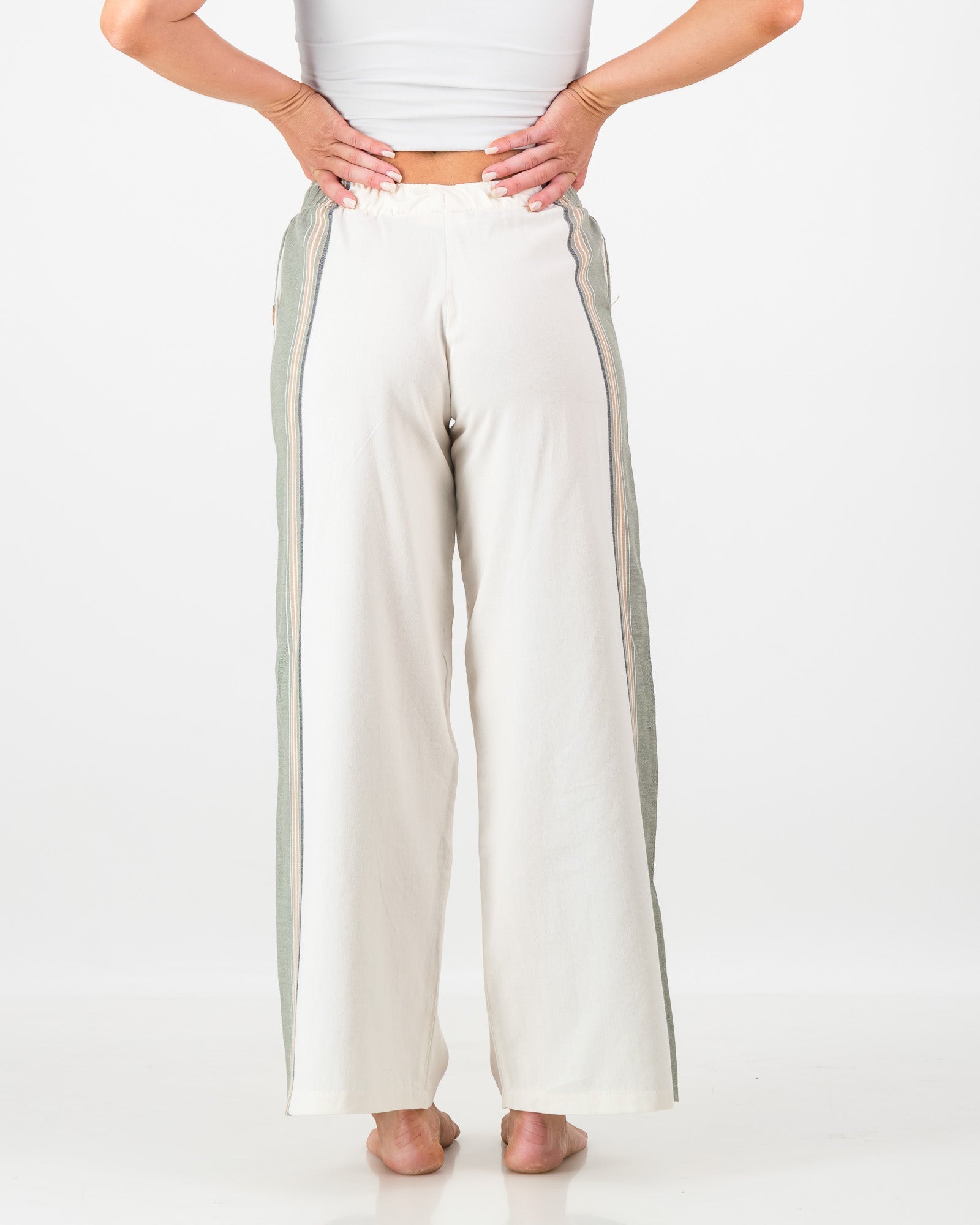 Ladies Trousers - Olive & Cream