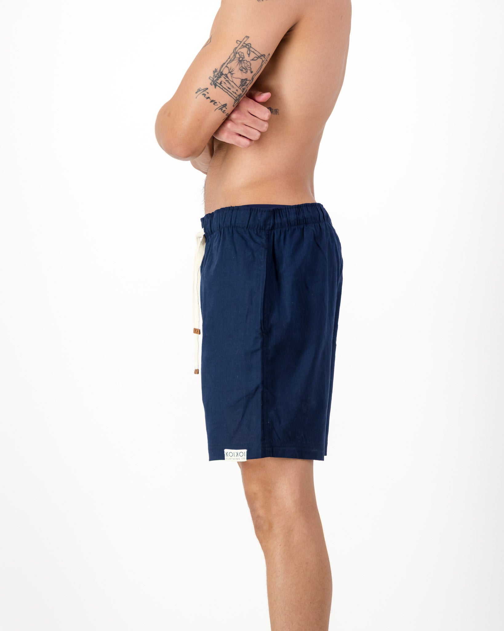 Mens Linen Shorts - Navy Blue
