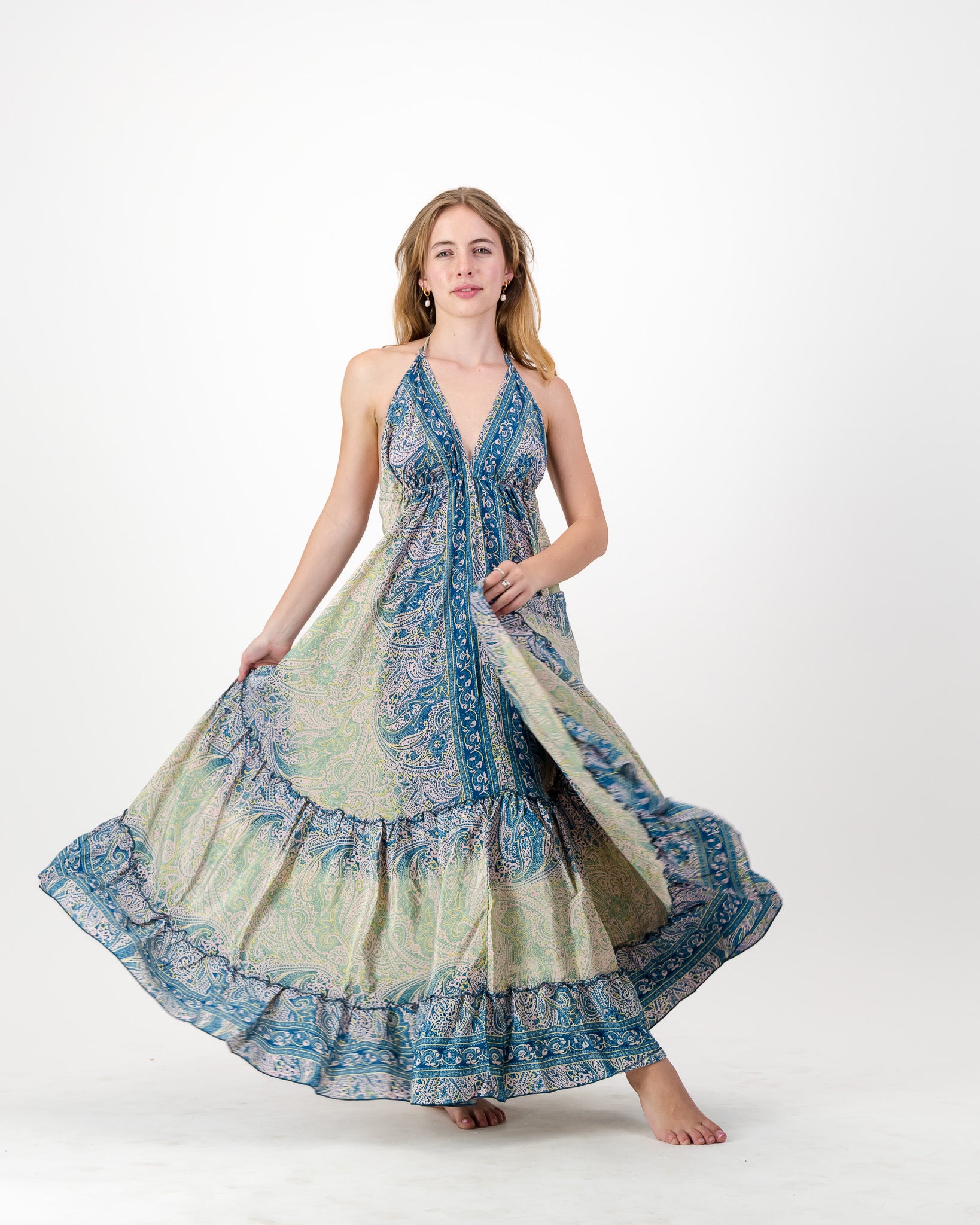 Solstice Halter Dress - Teal Maxi