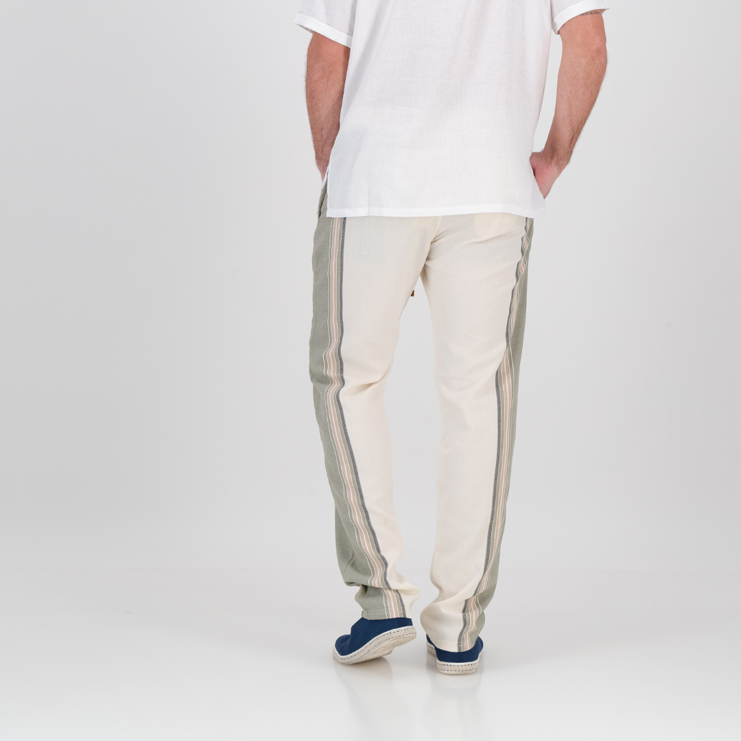 Regular Fit Trousers - Olive & Cream