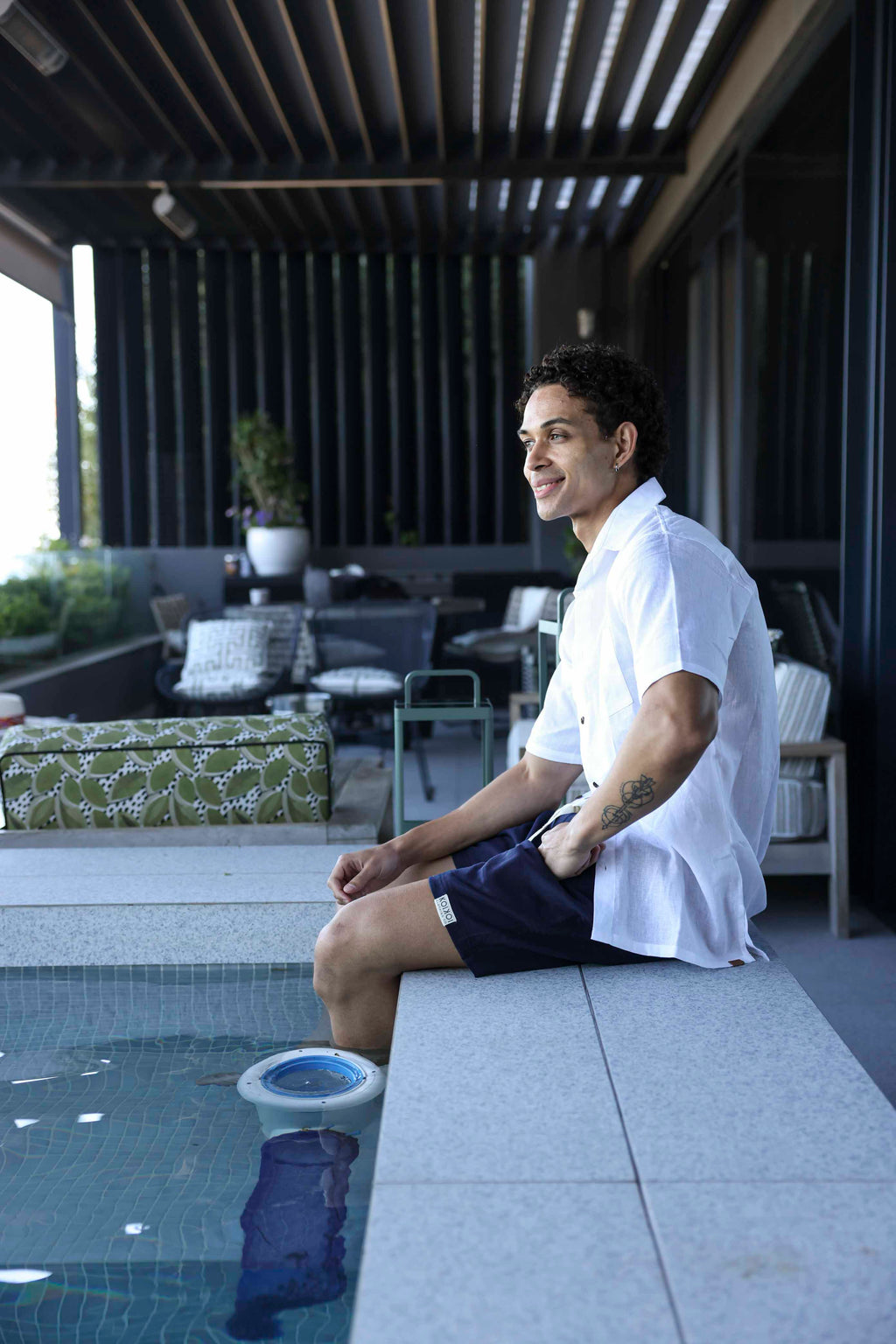 Mens Linen Shorts - Navy Blue