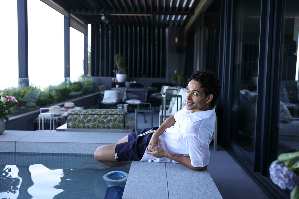 Mens Linen Shorts - Navy Blue