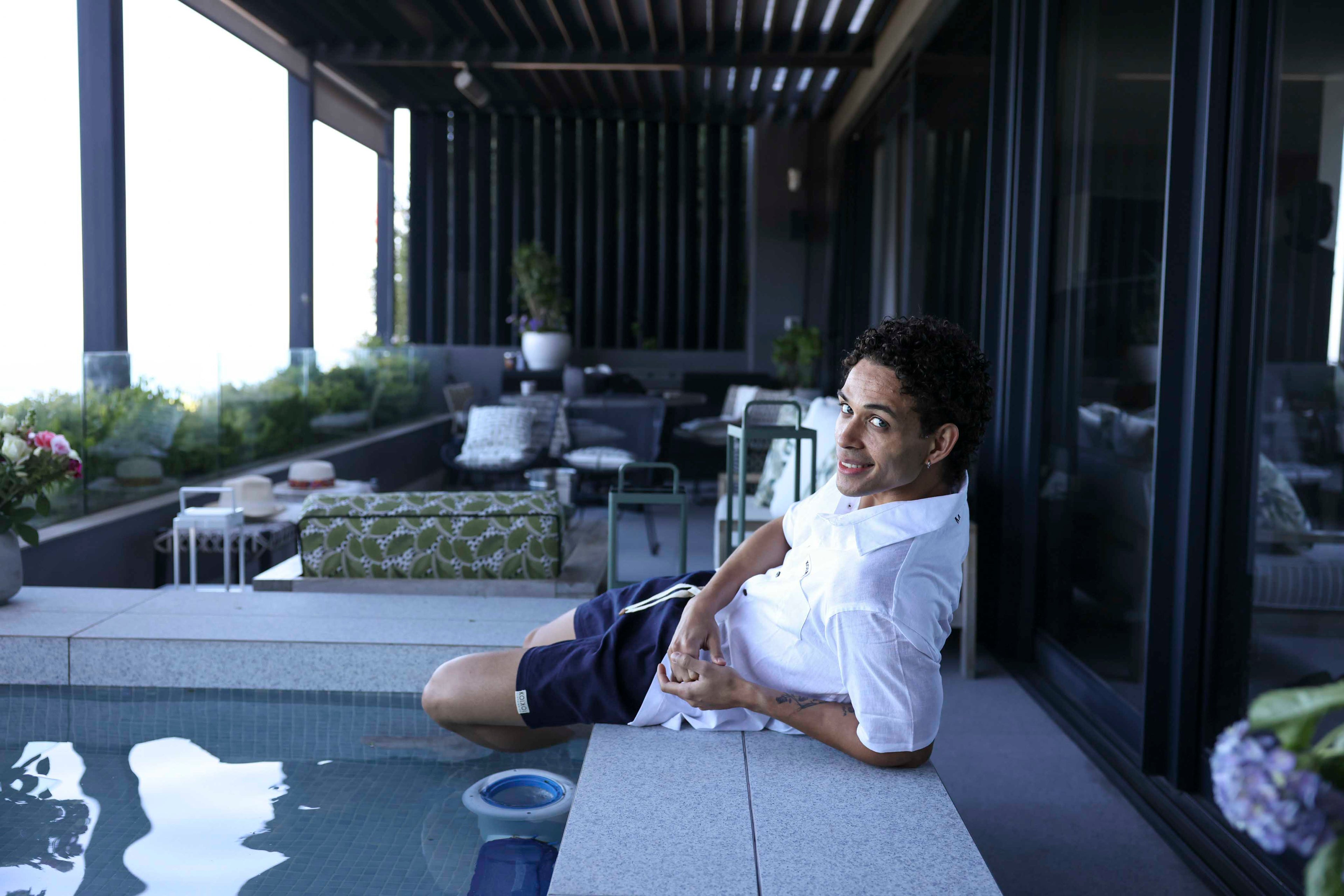 Mens Linen Shorts - Navy Blue