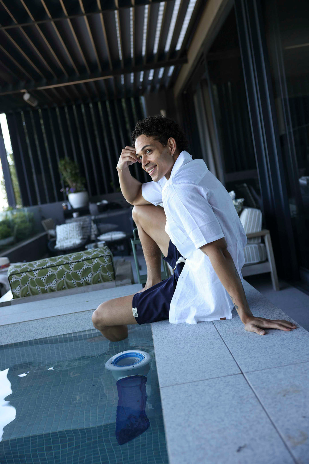 Mens Linen Shorts - Navy Blue