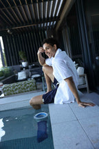 Mens Linen Shorts - Navy Blue