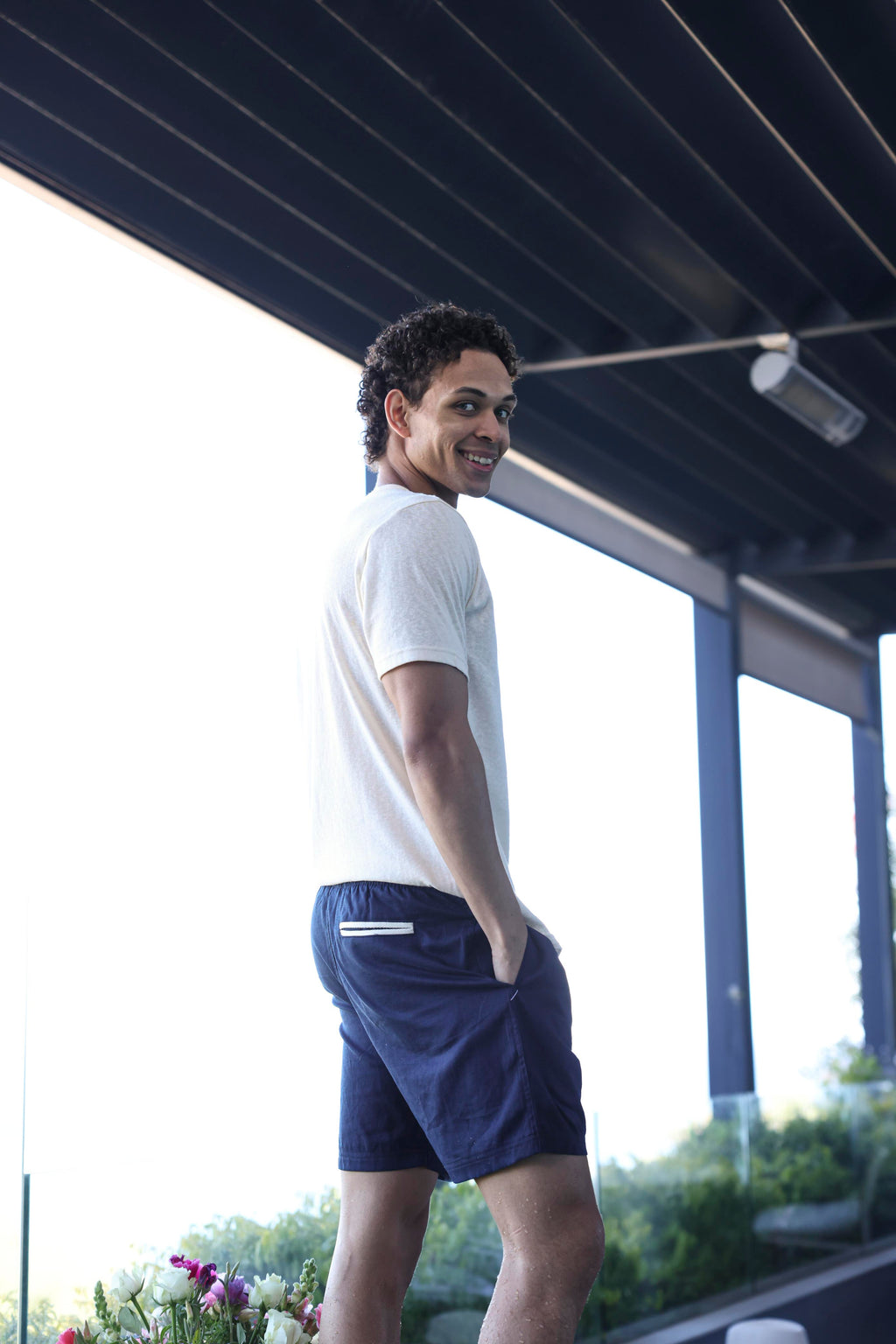 Mens Linen Shorts - Navy Blue