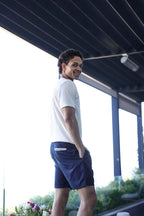 Mens Linen Shorts - Navy Blue