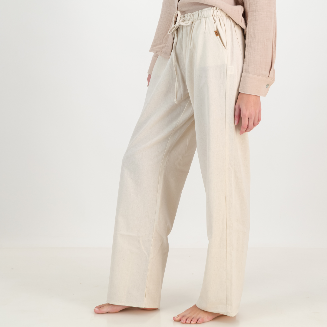 Ladies Linen Trousers - Ivory Cream
