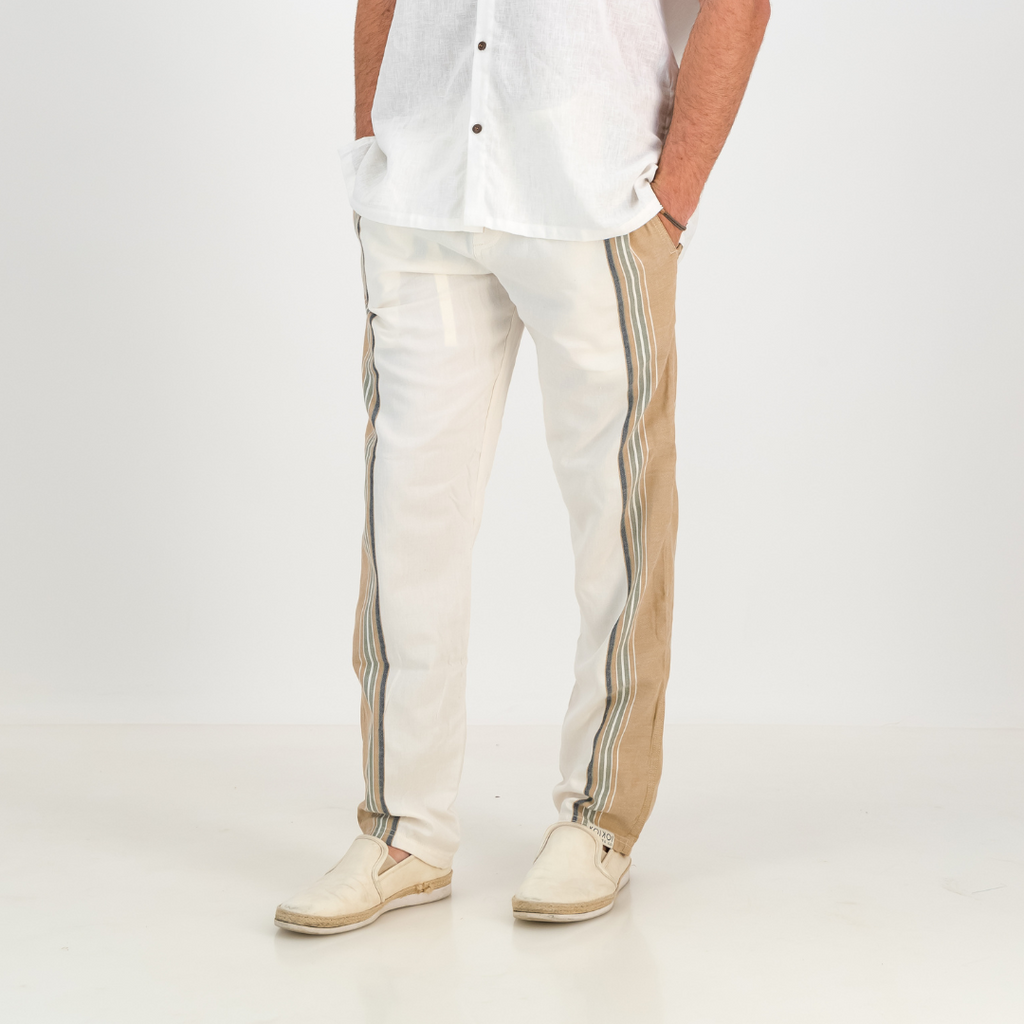 Regular Fit Trousers - Cream & Tan