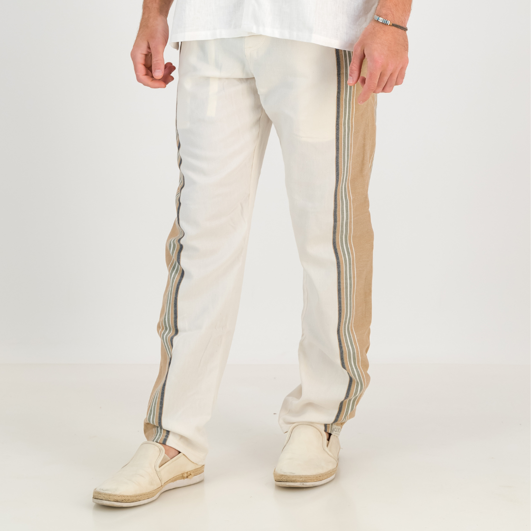 Regular Fit Trousers - Cream & Tan