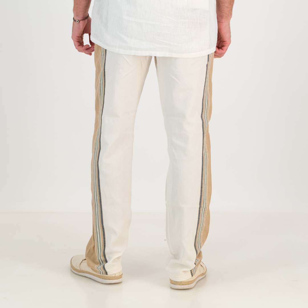 Regular Fit Trousers - Cream & Tan