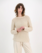Ladies Thick Rib Round Neck Pullover - Cream