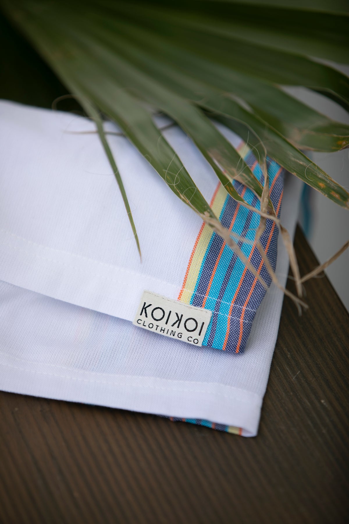 Woven cotton label, kikoy hem