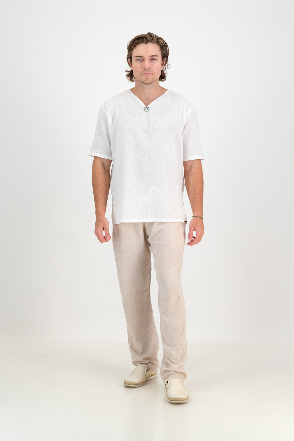 Mens Linen Trousers - Natural