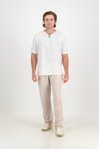 Mens Linen Trousers - Natural