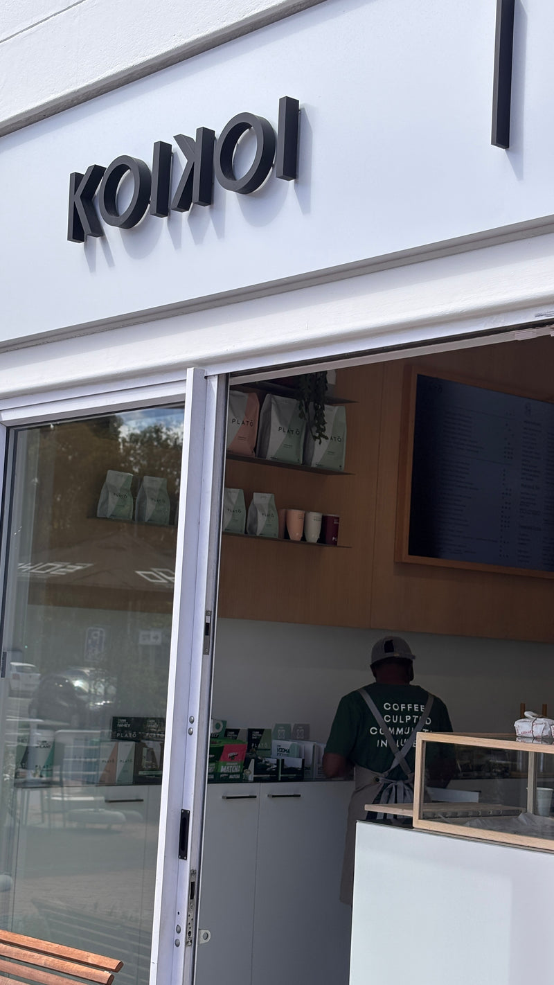 Plato coffee bar at the KOIKOI Greenpoint flagship store entrance