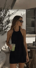 Halter Neck Mini Black Dress
