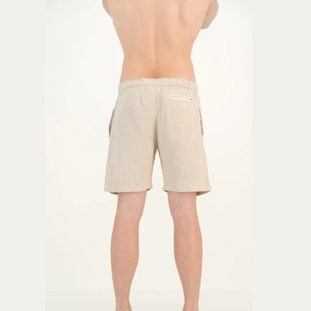 Mens Linen Shorts - Natural