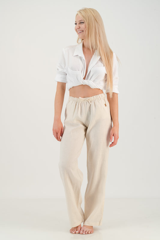 Linen Trousers - Cream