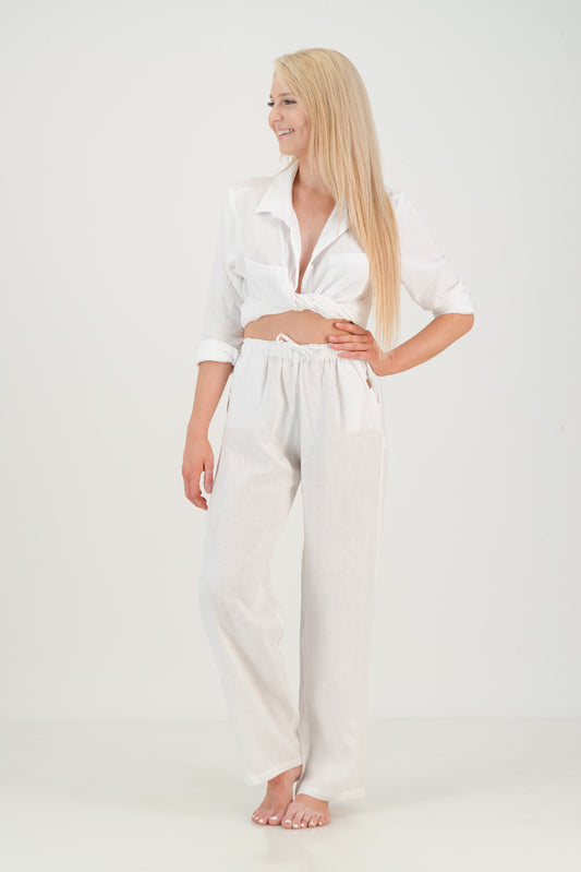 Linen Trousers - White