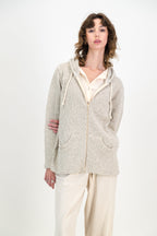 Ladies Knitted Pocket Hoodie - Natural