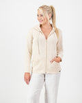Ladies Knitted Pocket Hoodie - Cream