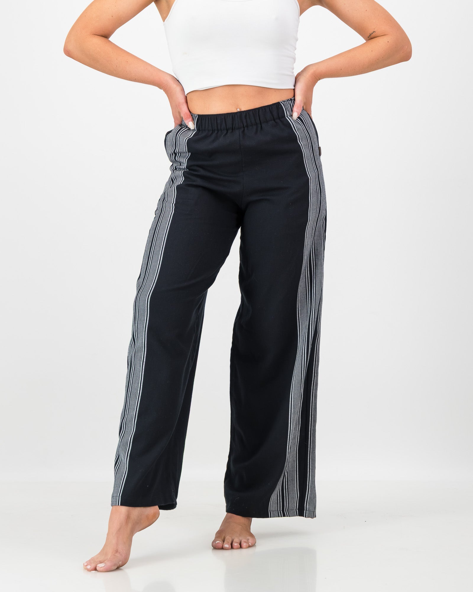 The Kikoy Side-Stripe Trousers – Black Onyx