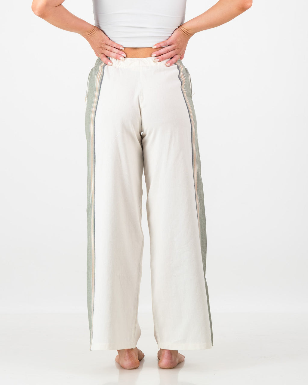 Ladies Trousers - Olive & Cream