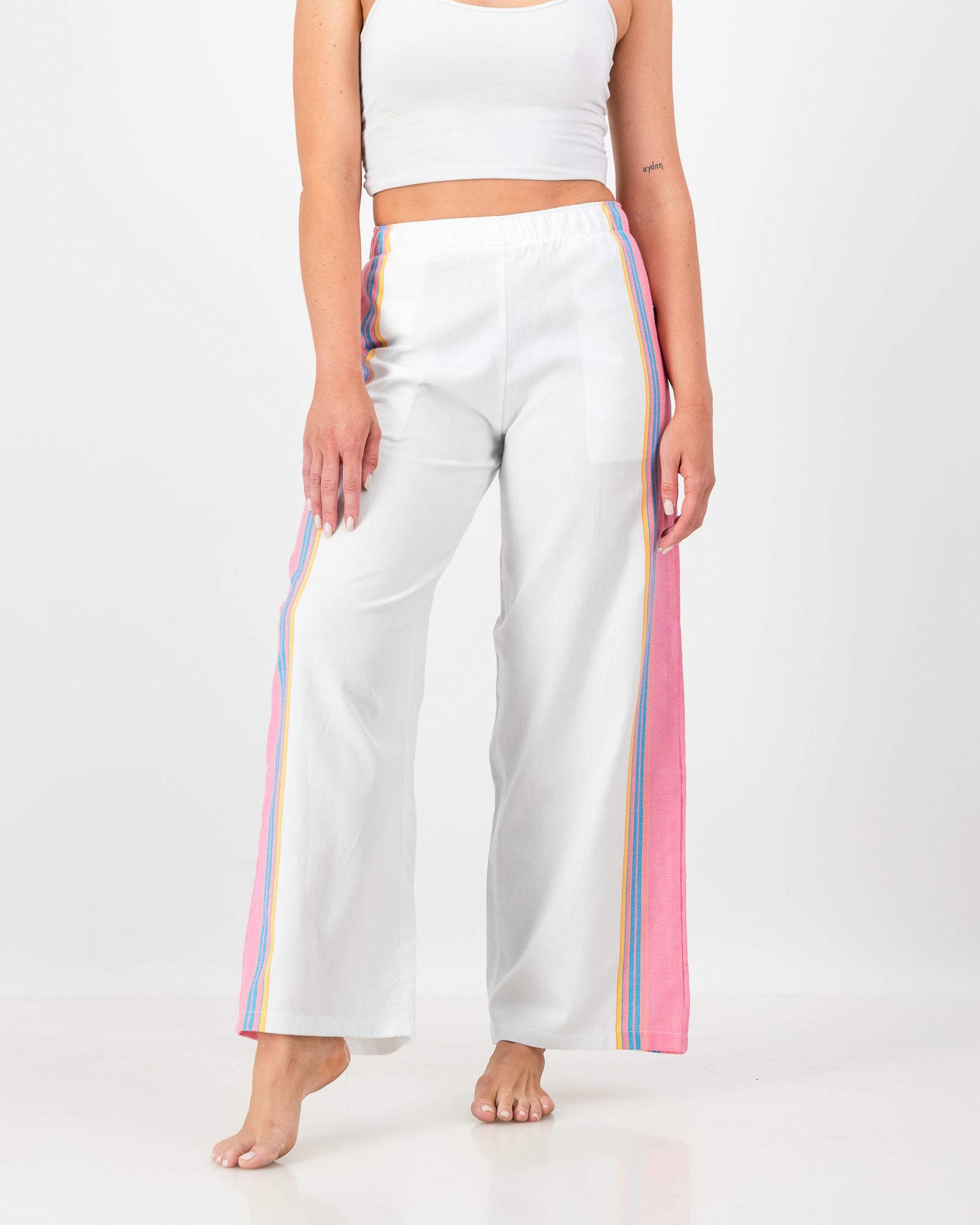 The Kikoy Side-Stripe Trousers – Shell Pink