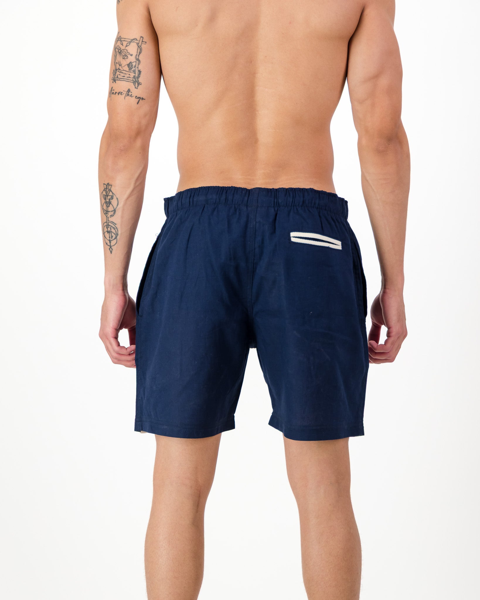 Mens Linen Shorts - Navy Blue
