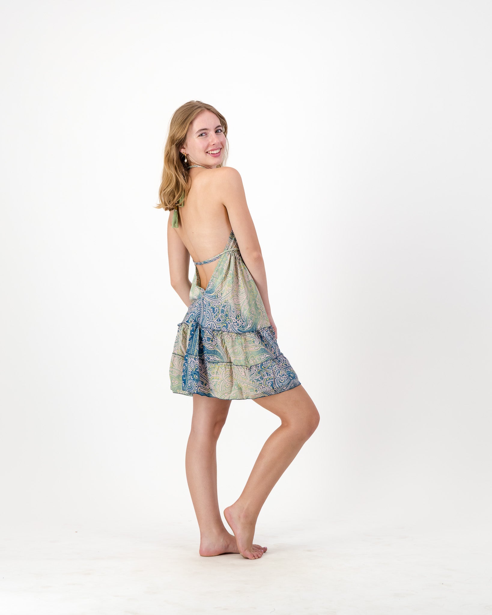 Solstice Halter Dress - Teal Mini