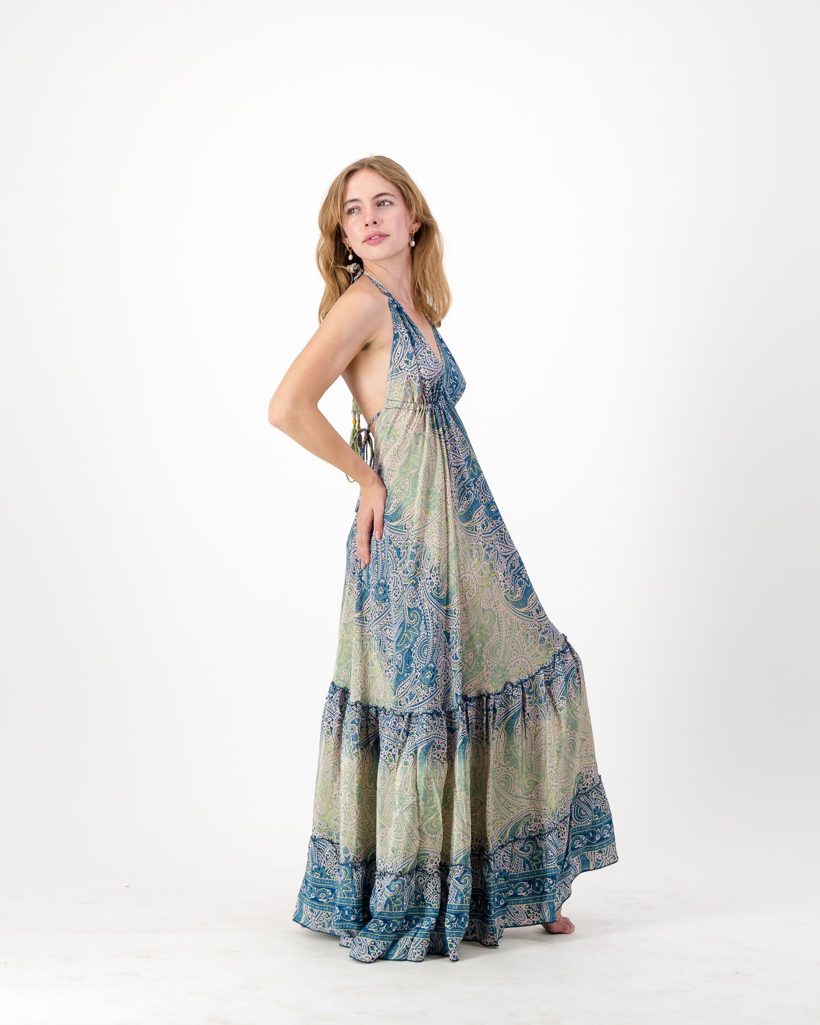 Solstice Halter Dress - Teal Maxi