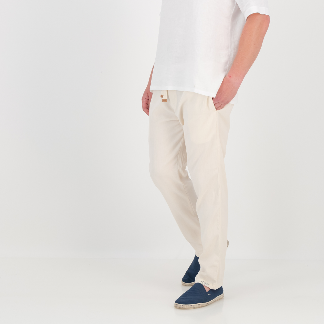 Relaxed Fit Trousers - Solid Cream